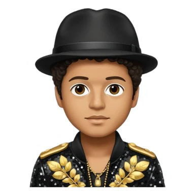 Bruno Mars with dark brown hair, black sequin outfit sticker