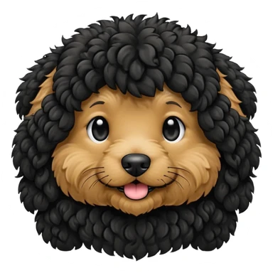 all black double doodle dog no background emoji sticker