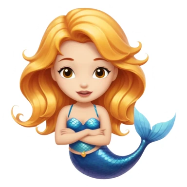 A cute mermaid emoji with a naughty face, looking coy and mischevious with a flirty smirk.  sticker