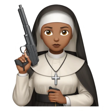 Black woman nun holding a gun sticker