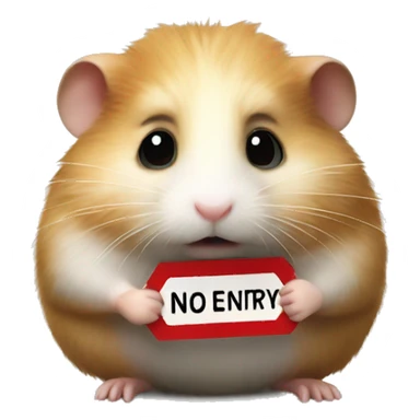 hamster holding a 'no entry' sign sticker
