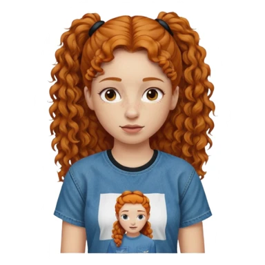 Girl with ginger curly hair in only one ponytail with a tupac shirt and loose jeans sticker
