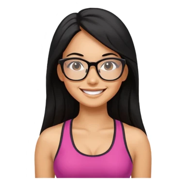 Mujer fitness con lentes y cabello largo negro sticker