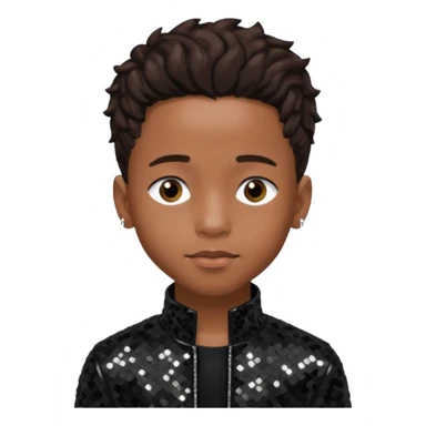 Jaden Smith with dark brown hair, black sequin outfit sticker