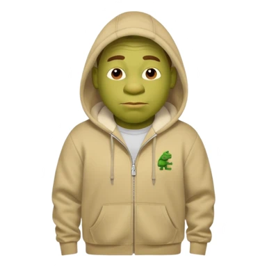 Shrek en tn avec une cagoule un jogging Lacoste avec un pull CP company sticker