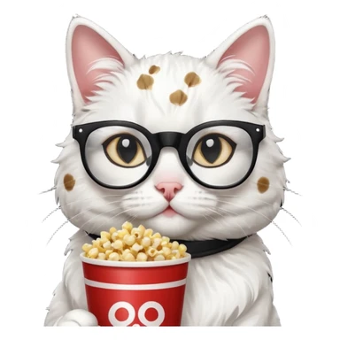 white and balck cat with with rapper popcorn with opticals sticker