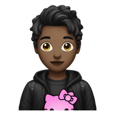 Goth with a hello kitty shirt sticker