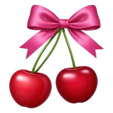 two cherrys with a pink bow on the stem sticker