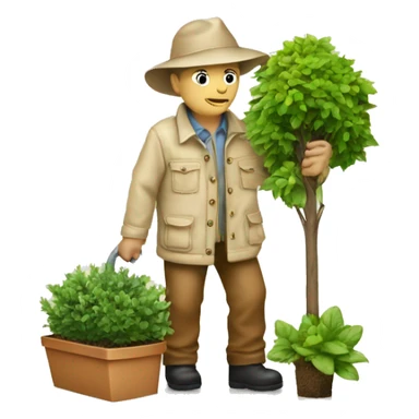 gardener beige jacket trees germany sticker