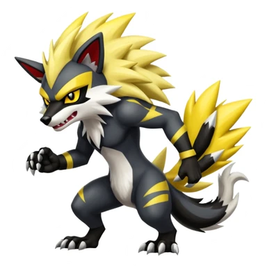 Shiny Anthropomorphic furry Badass cool Zeraora-Zoroark-Obstagoon-fusion sticker