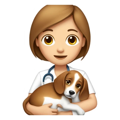  Beagle dog cuddles pediatrician women with medium brown hair  sticker