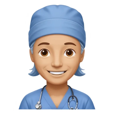 older doctor with scrub cap on sticker
