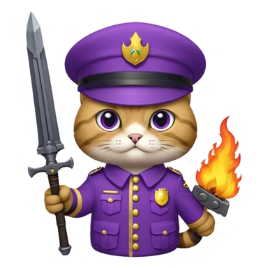 Un chat violet avec une arme a feu sticker