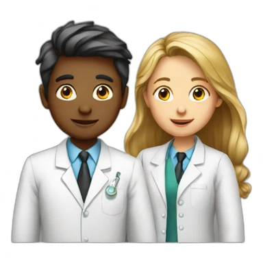  scientific research girl and boy sticker