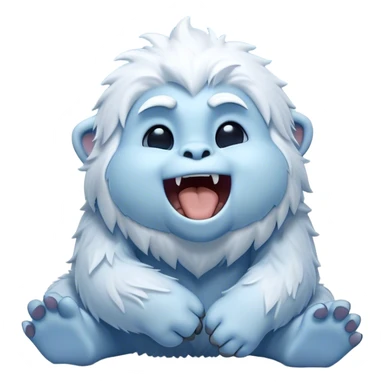 Cinematic Cute Yawning Yeti Portrait Emoji, with a charming, fluffy, snow-dusted figure in gentle whites and cool blues, head tilting back in a wide, endearing yawn with softly closed, peaceful eyes and a content little smile, simplified yet irresistibly adorable, highly detailed with a soft, frosty glow and outline capturing the serene slumber of a yeti! sticker