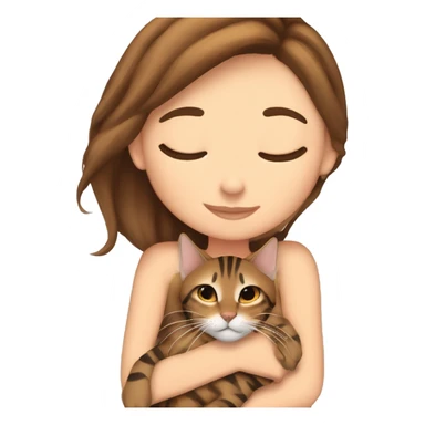 extremely light skin girl with brown hair sleeping with cute bengal cat sticker