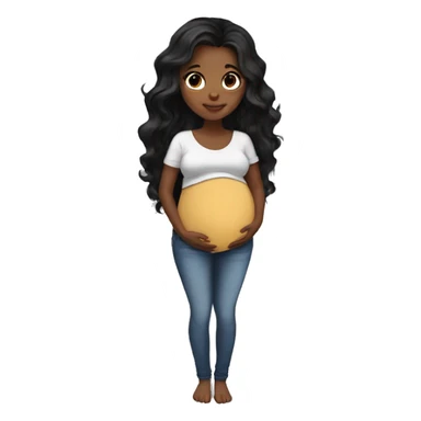 Pregnant girl brown skin long black hair brown eyes baby bump  sticker