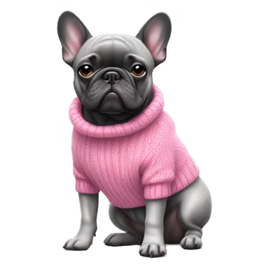Black and grey french bulldog in pink sweater  sticker