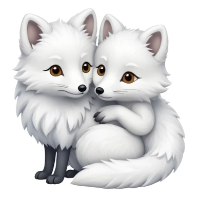 But white and arctic fox embracing sticker