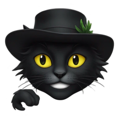 Chat noir avec une griffe planté sur la tête  sticker
