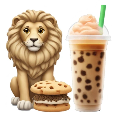 LION with cookie crumble and bubble tea sticker
