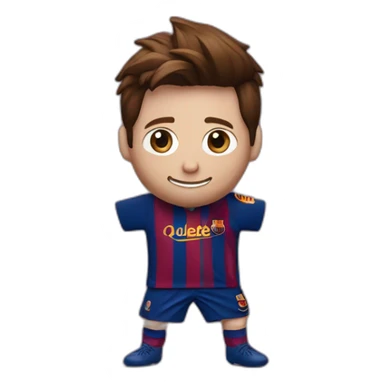 Messi dancing in a shiny women's dress with a Barcelona team shirt design sticker
