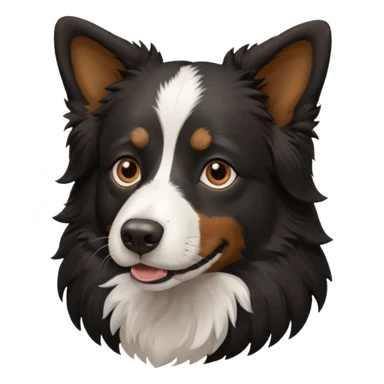 border collie predominantly black fur with brown on the eyebrows and neck sticker