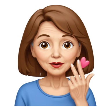 Elderly lady with shoulder length brown hair blowing kisses sticker