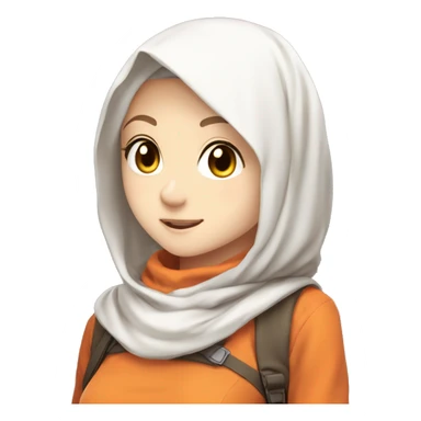 anime girl hijab sweet white skinned peanime female adventurer in orange clothes aangles right angle sticker