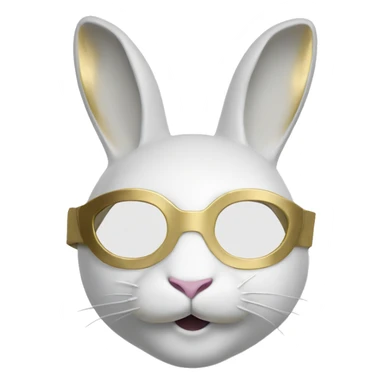 white rabbite mask, luxury style, gold border sticker