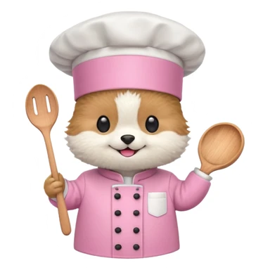 animal with pink chef costume sticker