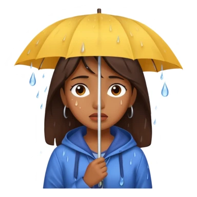Brown girl standing in the rain crying without a umbrella  sticker
