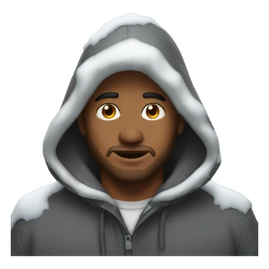 man in a hood covered with snow sticker