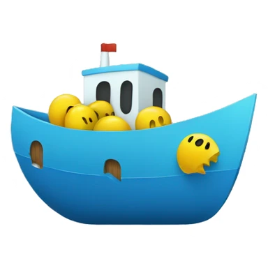 pacman eating a boat sticker