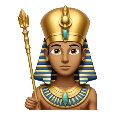ancient Egyptian pharaoh with golden headdress and ceremonial staff sticker
