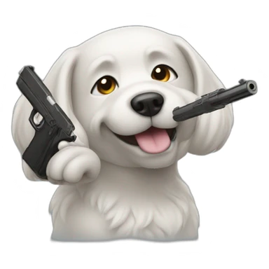 Dog with a gun sticker