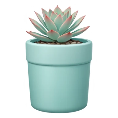 A ceramic pot in a pastel turquoise color, shaped like a cylinder, the pot is tall and contains an Echeveria 'Painted Nodulosa' plant. sticker