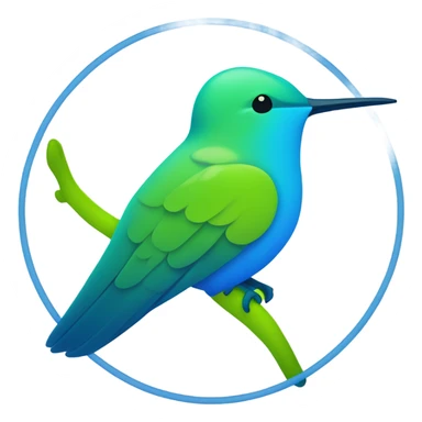 Blue hummingbird outline with a big chartreuse circle behind it sticker