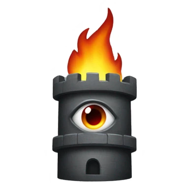 dark Gray tower with an opening on the top containing a fiery eye sticker