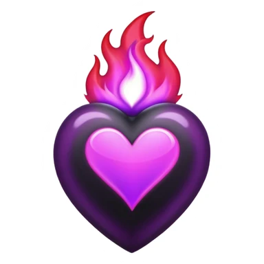 Black heart purple flame red trim sticker