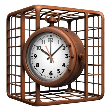 clock trapped inside a cage sticker