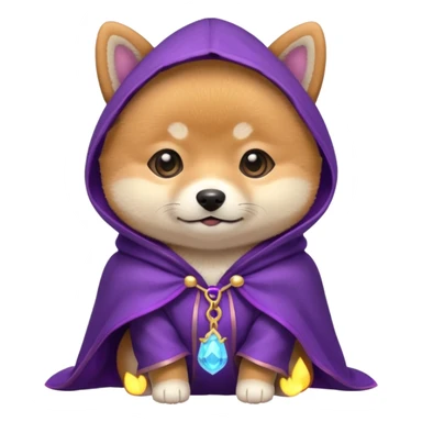 baby shiba dog, in magic purple cloak sticker