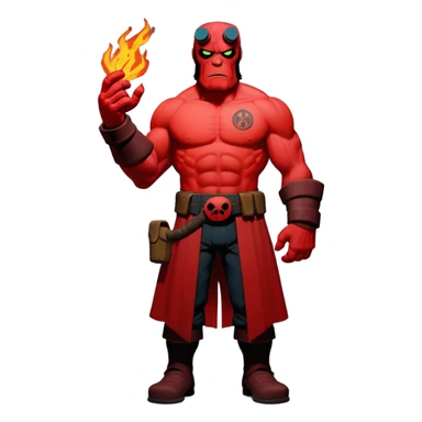 cinematic realistic superhero Hellboy by Mike Mignola sticker