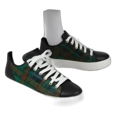 Ribber-trimmed mesh pvc sneakers tartan sticker