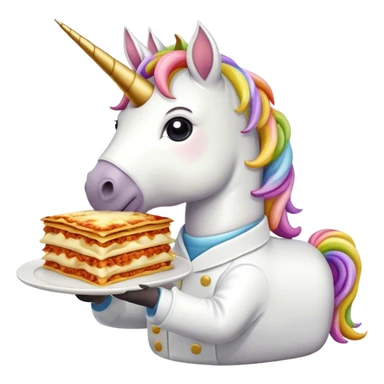 Unicorn eating a lasagna  sticker