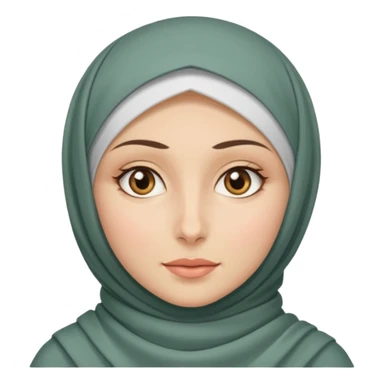 Fair skin, hazel eyes, hijab but exposed neck sticker