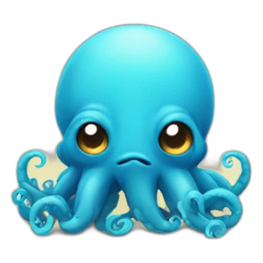 cute blue kraken sad sticker