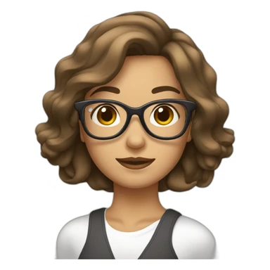 femme blanche brune avec les cheveux au carré et lisses et des lunettes sticker