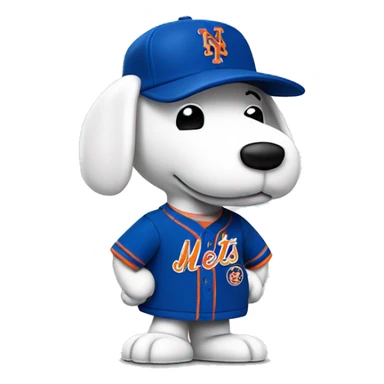 Snoopy wearing a New York Mets uniform sticker