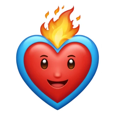Hazme el corazón rojo con fuego azul sticker